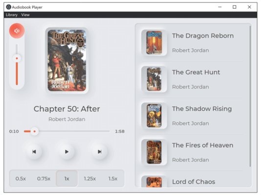 screenshot of Audiobook player desktop app